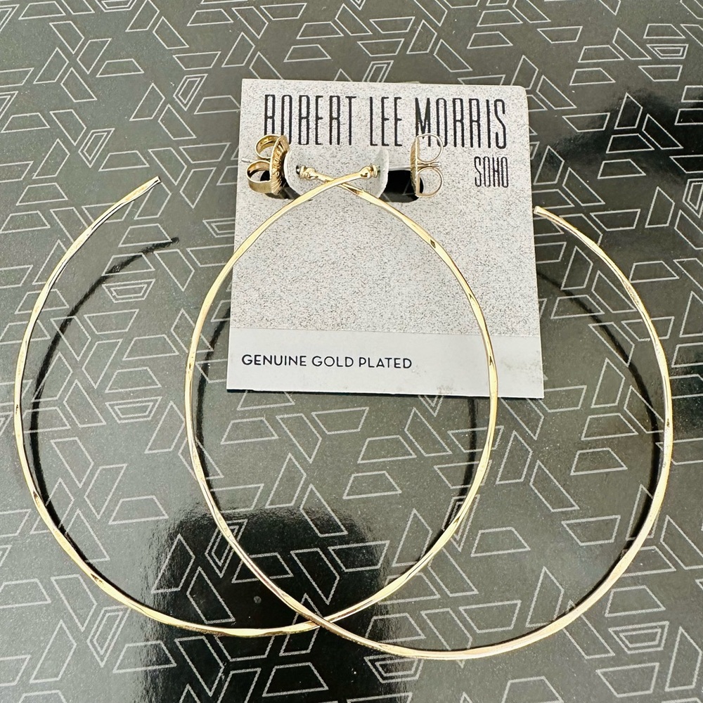 Large gold plated hoops by Robert Lee Morris SoHo